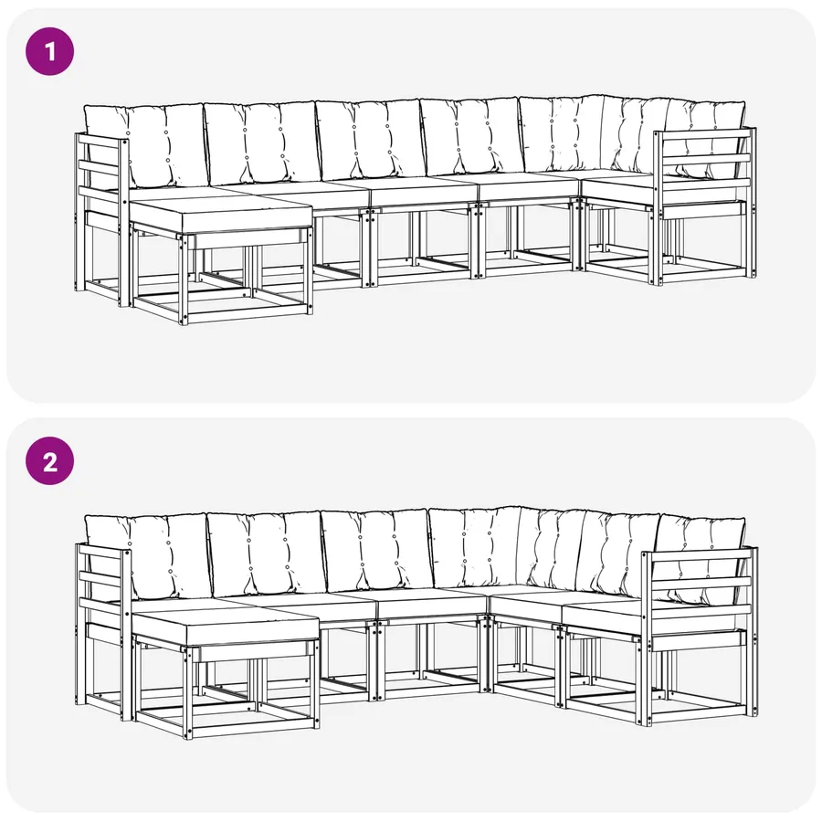 Ensemble de canapés d'extérieur 7 pcs Blanc et gris clair - 10