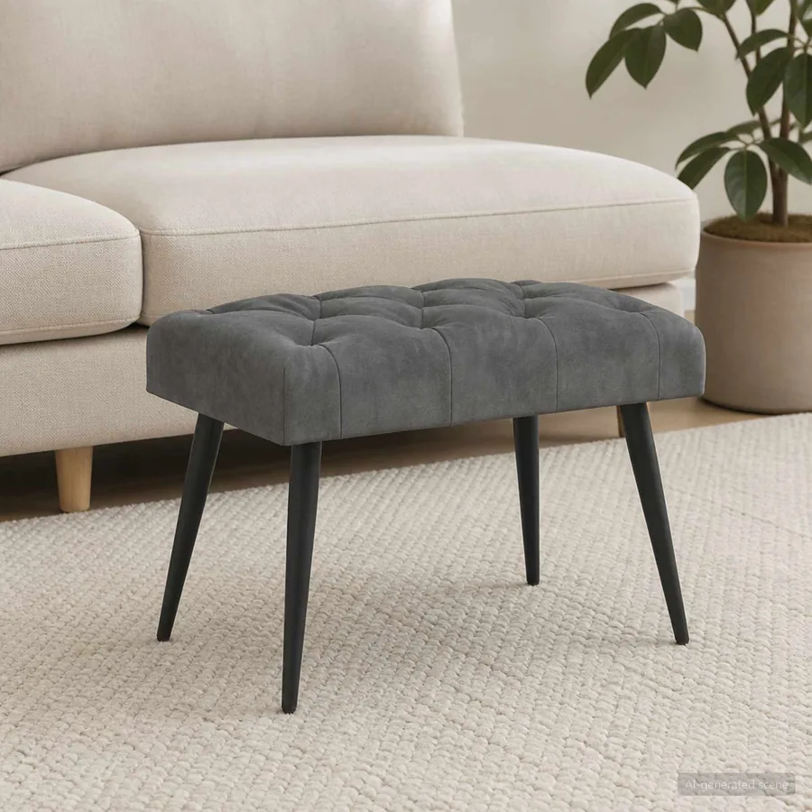 Banc avec capitonnage bouton Gris foncé 60 x 40 x 45 cm Velours