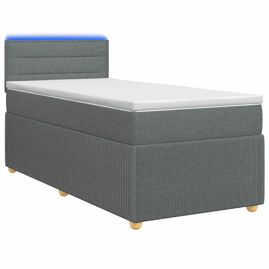 Lit boxspring avec matelas Gris foncé 90 x 200 cm Tissu