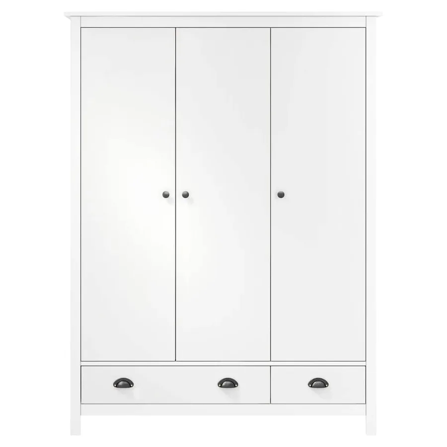 Garde-robe à 3 portes Hill Blanc 127x50x170 cm Bois pin solide - 3