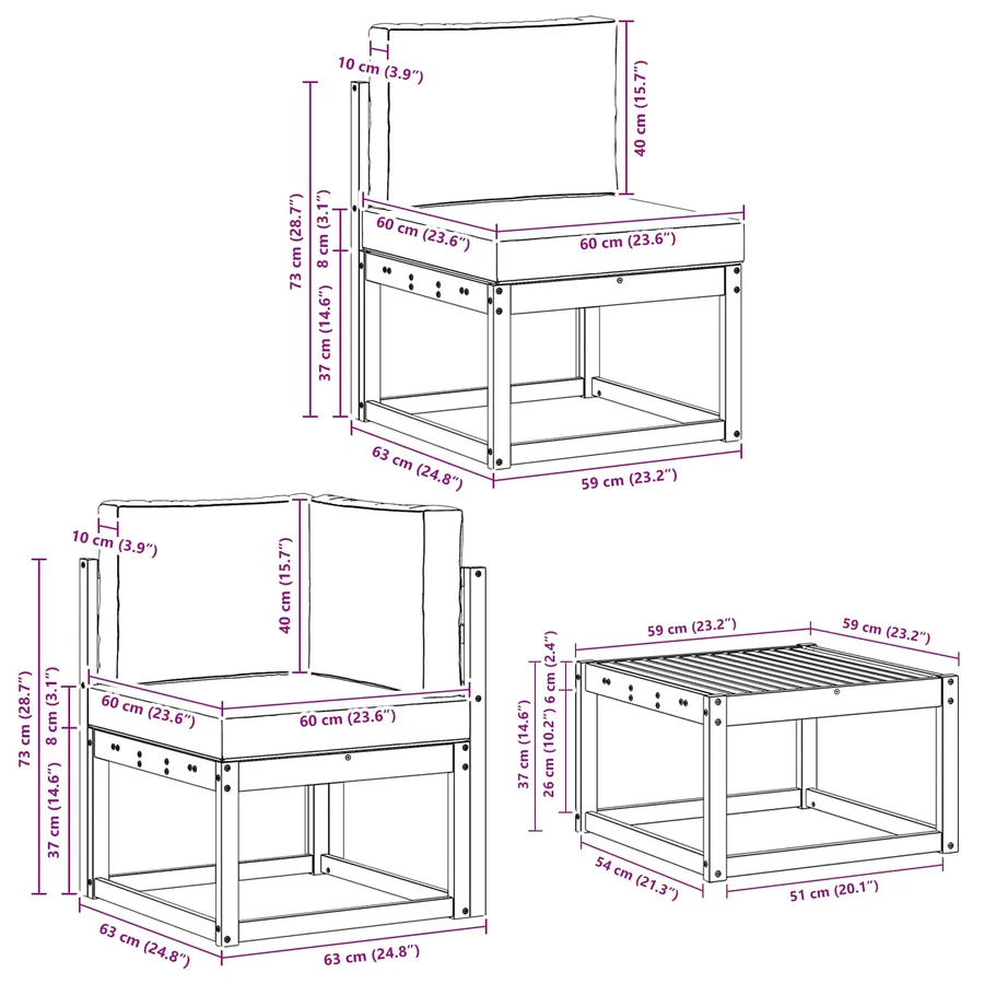 Ensemble de canapés d'extérieur 7 pcs Blanc et Beige Polyester - 9