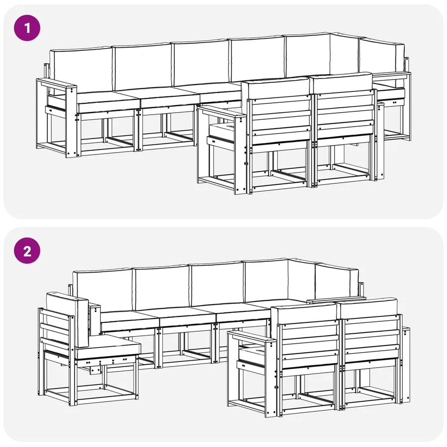Ensemble de canapés d'extérieur 8 pcs Blanc et anthracite - 7