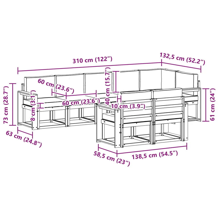 Ensemble de canapés d'extérieur 8 pcs Blanc et anthracite - 8