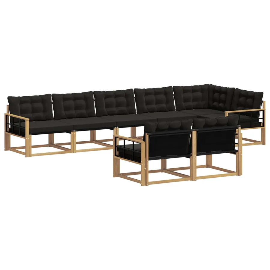 Ensemble de canapés d'extérieur 8 pcs Blanc et noir - 2