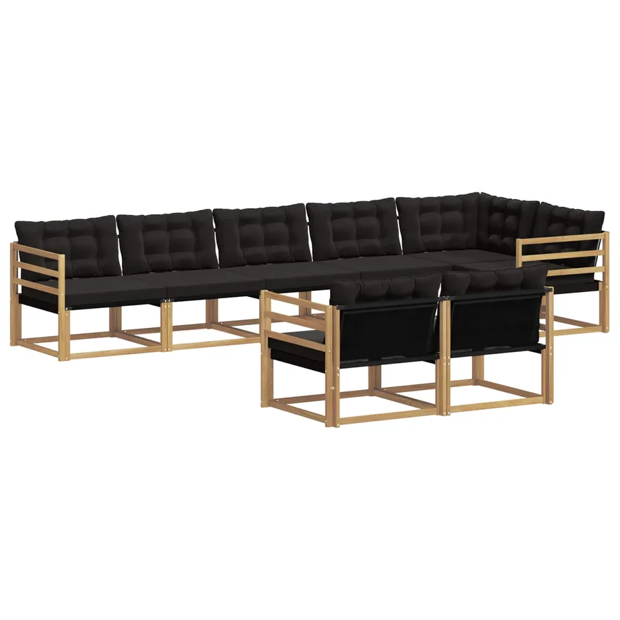 Ensemble de canapés d'extérieur 8 pcs Blanc et noir - 2