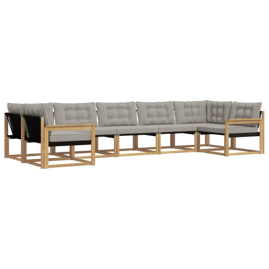 Ensemble de canapés d'extérieur 7 pcs Blanc et gris clair - 2