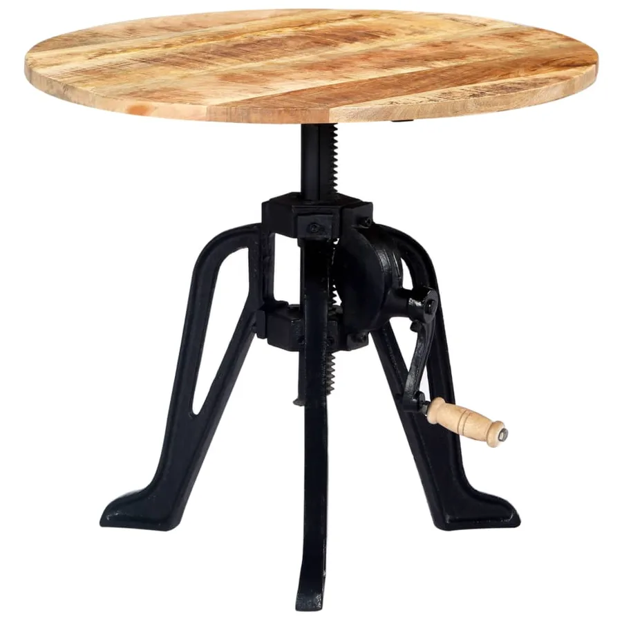 Table d'appoint 60x(46-63) cm Bois de manguier massif et fonte - 10