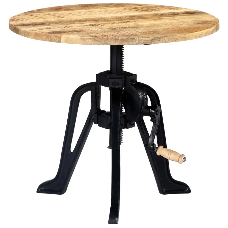 Table d'appoint 60x(46-63) cm Bois de manguier massif et fonte - 11