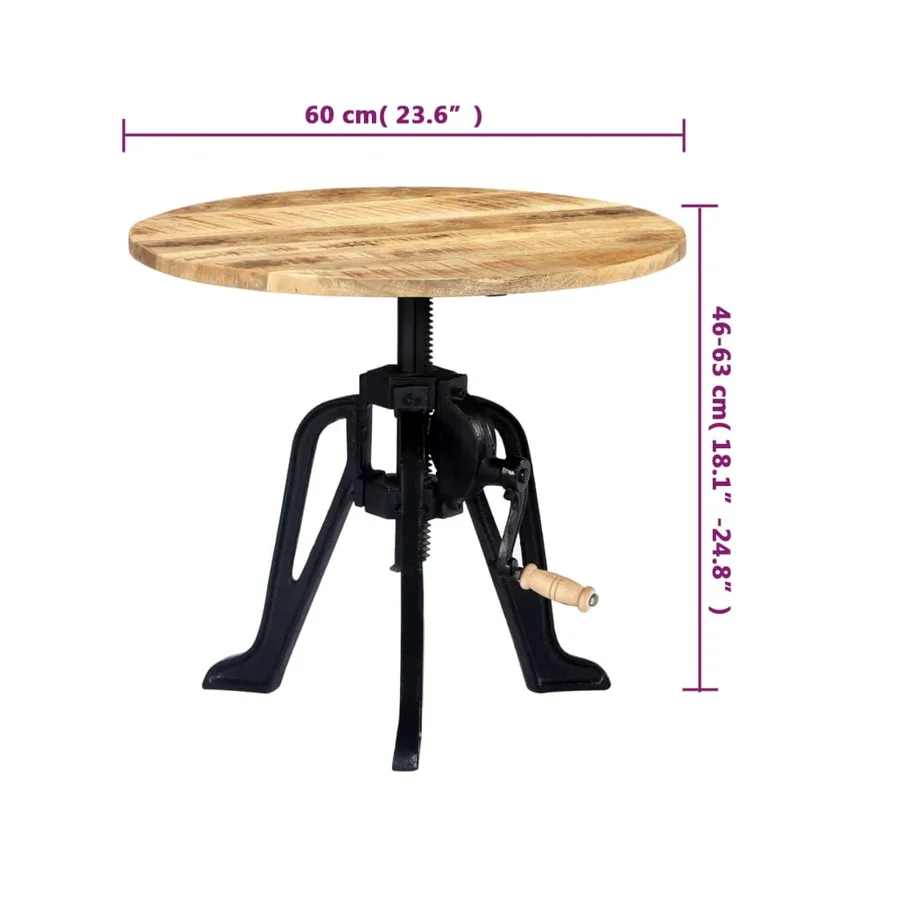 Table d'appoint 60x(46-63) cm Bois de manguier massif et fonte - 7