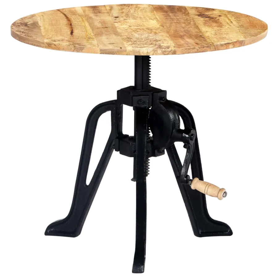 Table d'appoint 60x(46-63) cm Bois de manguier massif et fonte - 9