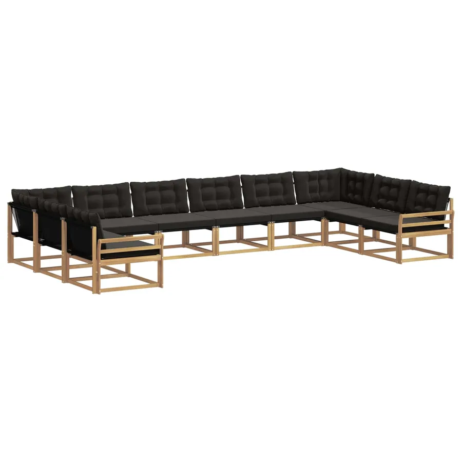 Ensemble de canapés d'extérieur 10 pcs Blanc et noir - 2