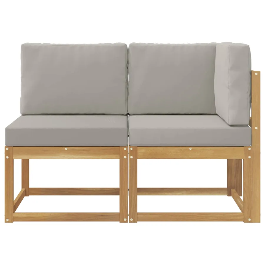 Canapé d’extérieur milieu et coin avec coussin 2 Pièce Blanc - 3