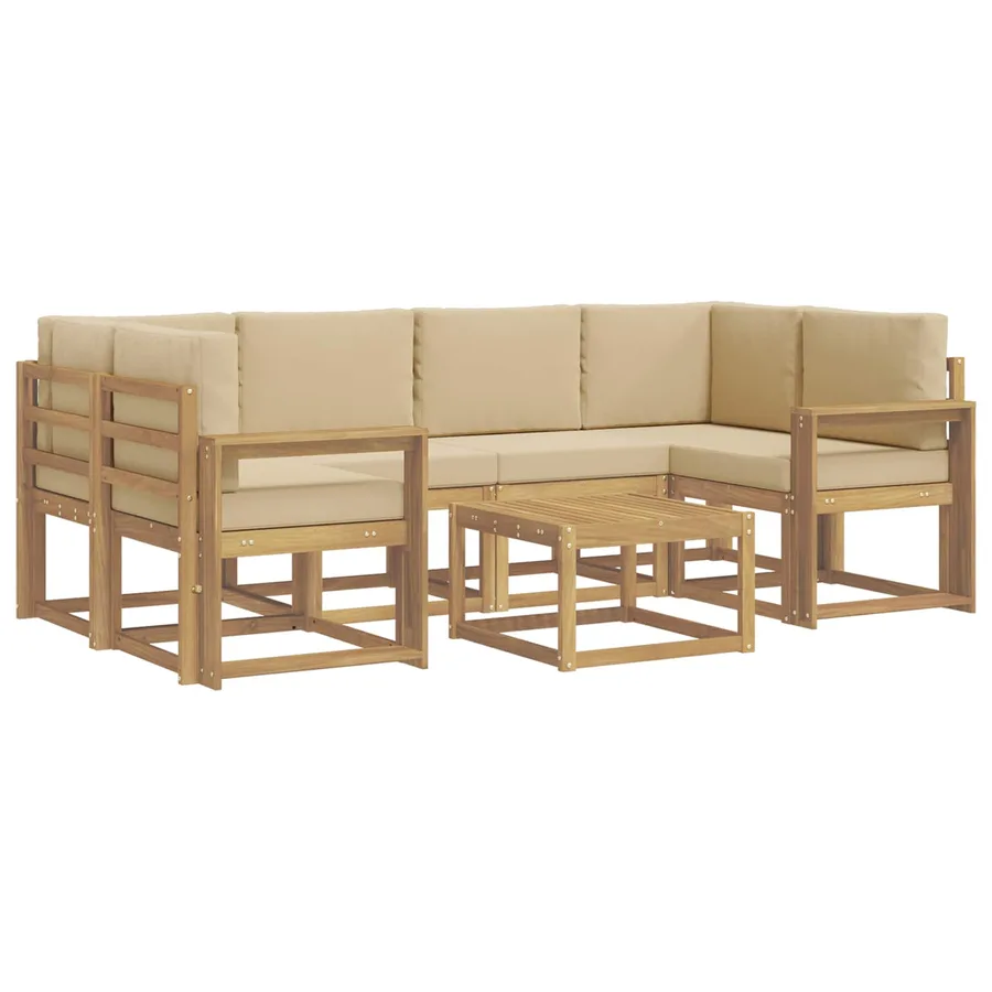Ensemble de canapés d'extérieur 7 pcs Blanc et Beige - 2