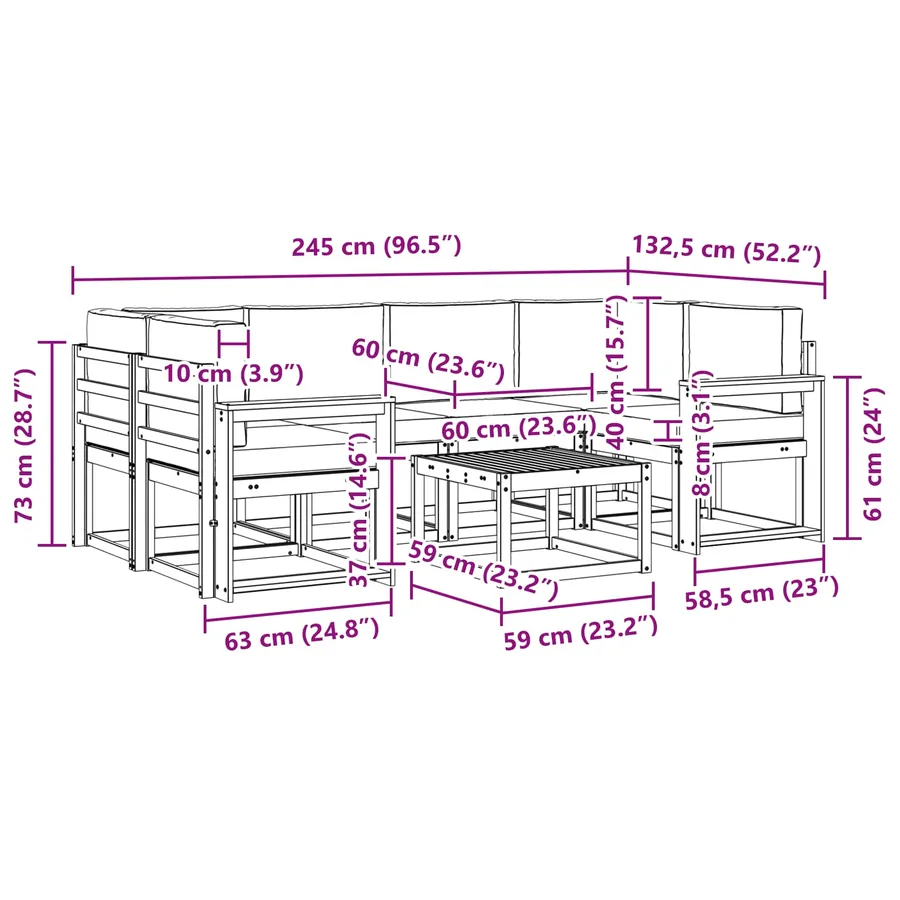 Ensemble de canapés d'extérieur 7 pcs Blanc et Beige - 7