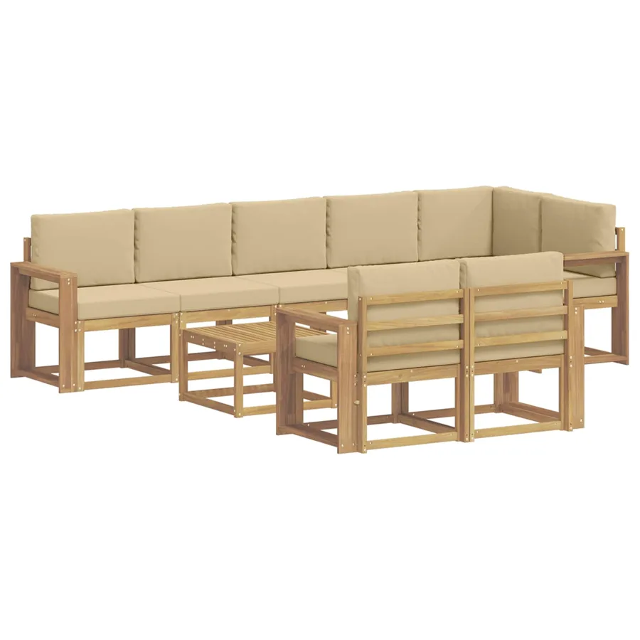 Ensemble de canapés d'extérieur 9 pcs Blanc et Beige Polyester - 2