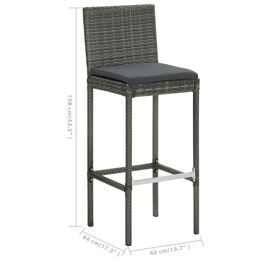 Ensemble de bar de jardin avec coussins 5 pcs Gris - 11