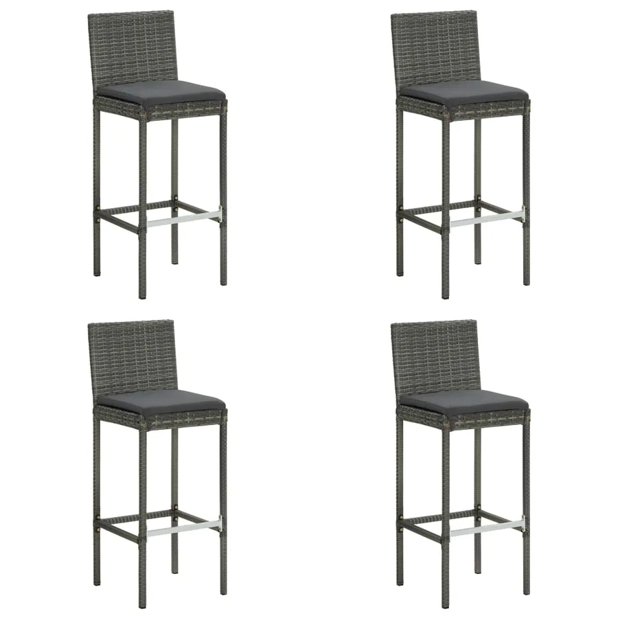 Ensemble de bar de jardin avec coussins 5 pcs Gris - 8