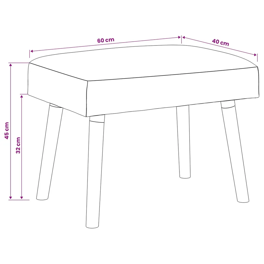 banc Uni Noir 60 x 40 x 45 cm Bouclé - 9
