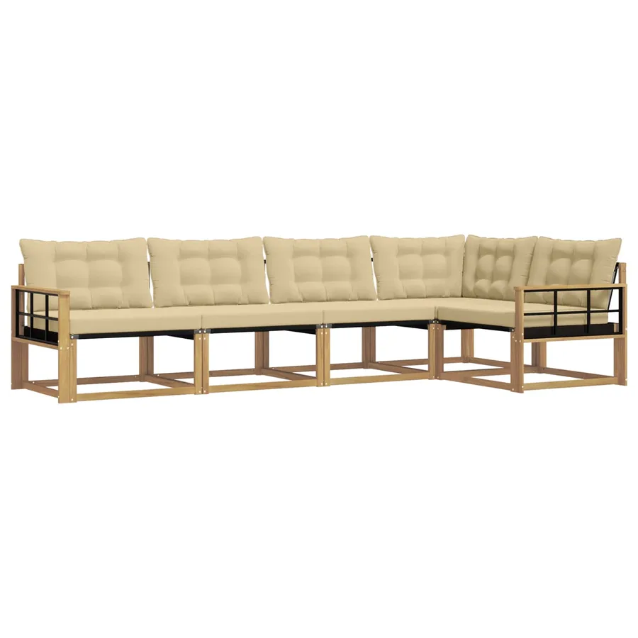 Ensemble de canapés d'extérieur 5 pcs Blanc et Beige - 2