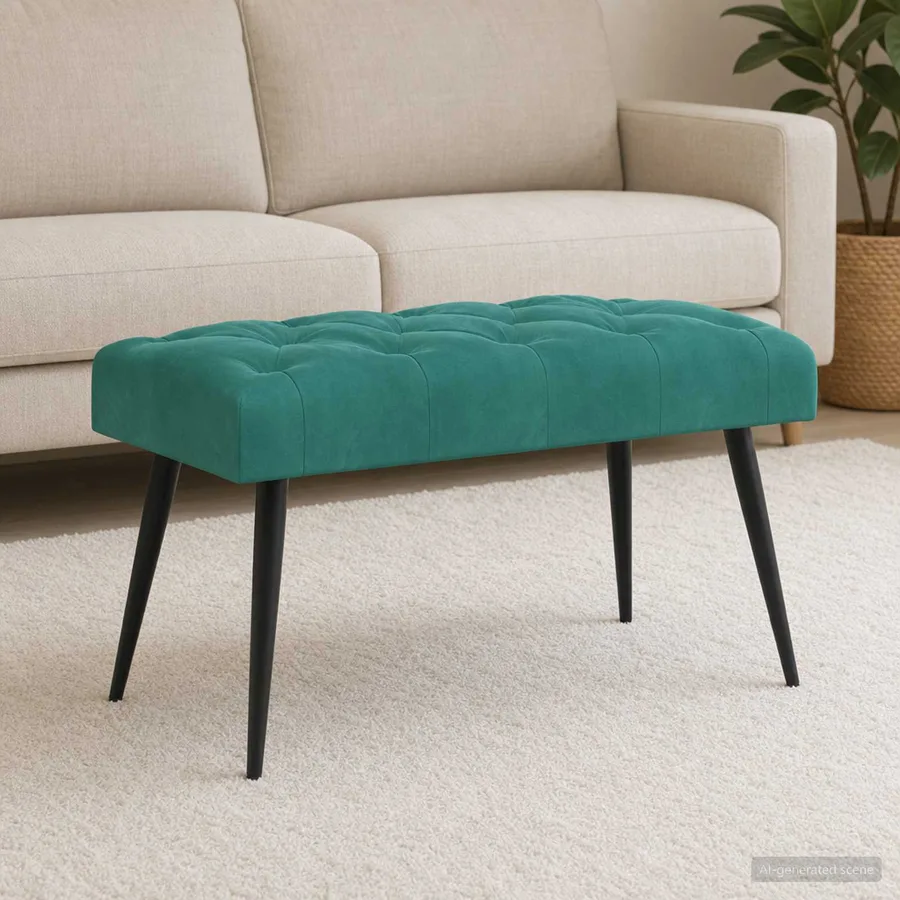 Banc avec capitonnage bouton Turquoise 80 x 40 x 46 cm Velours - 3