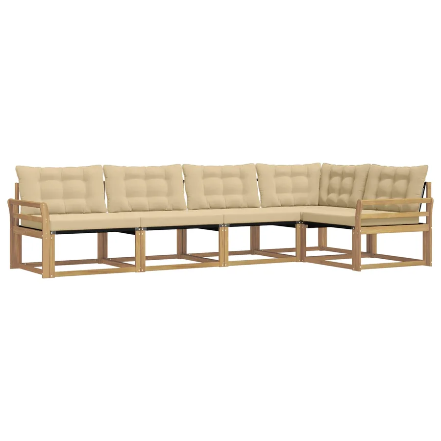 Ensemble de canapés d'extérieur 5 pcs Blanc et Beige - 2