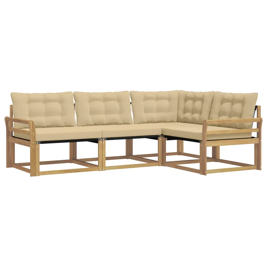 Ensemble de canapés d'extérieur 4 pcs Blanc et Beige - 2