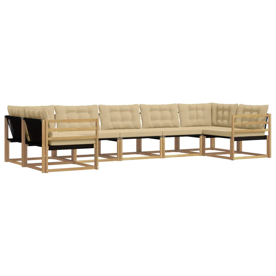 Ensemble de canapés d'extérieur 7 pcs Blanc et Beige - 2