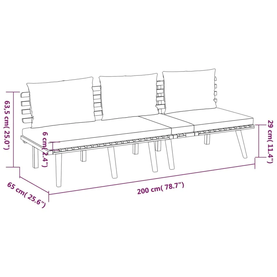 Salon de jardin 4 pcs avec coussins Bois d'acacia solide - 7