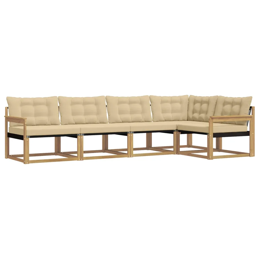 Ensemble de canapés d'extérieur 5 pcs Blanc et Beige - 2
