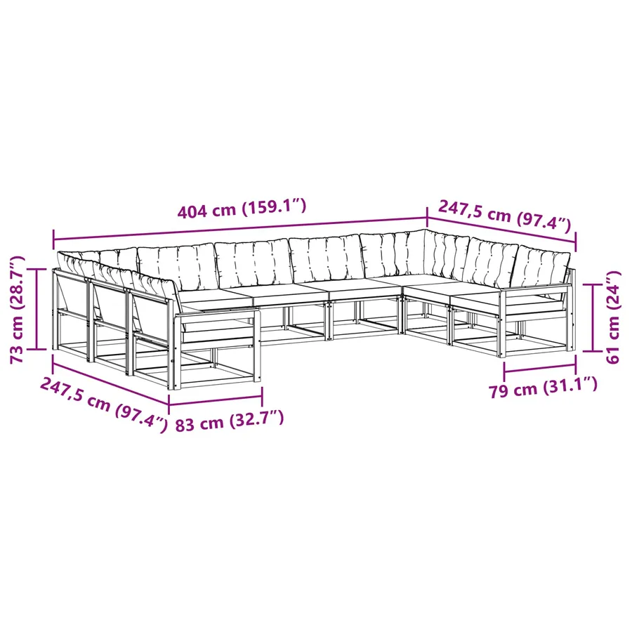Ensemble de canapés d'extérieur 9 pcs Blanc et Beige - 9