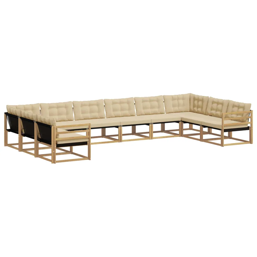 Ensemble de canapés d'extérieur 10 pcs Blanc et Beige - 2
