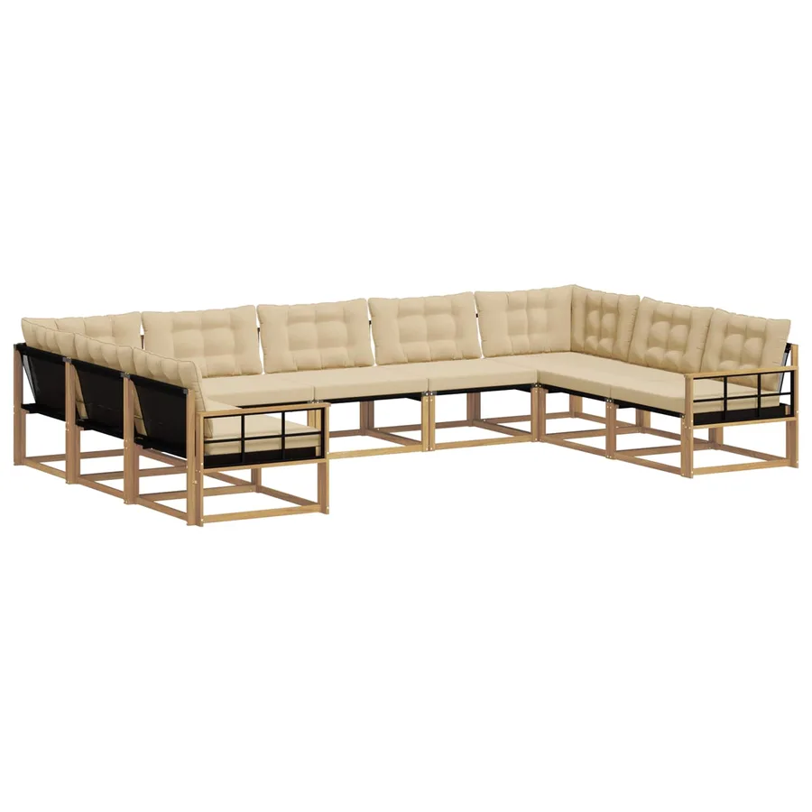 Ensemble de canapés d'extérieur 9 pcs Blanc et Beige - 2