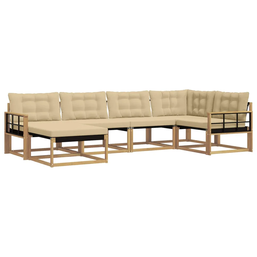 Ensemble de canapés d'extérieur 6 pcs Blanc et Beige - 2