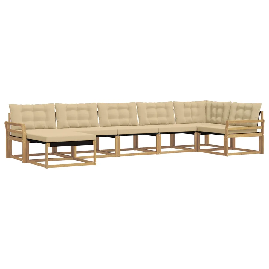 Ensemble de canapés d'extérieur 7 pcs Blanc et Beige - 2