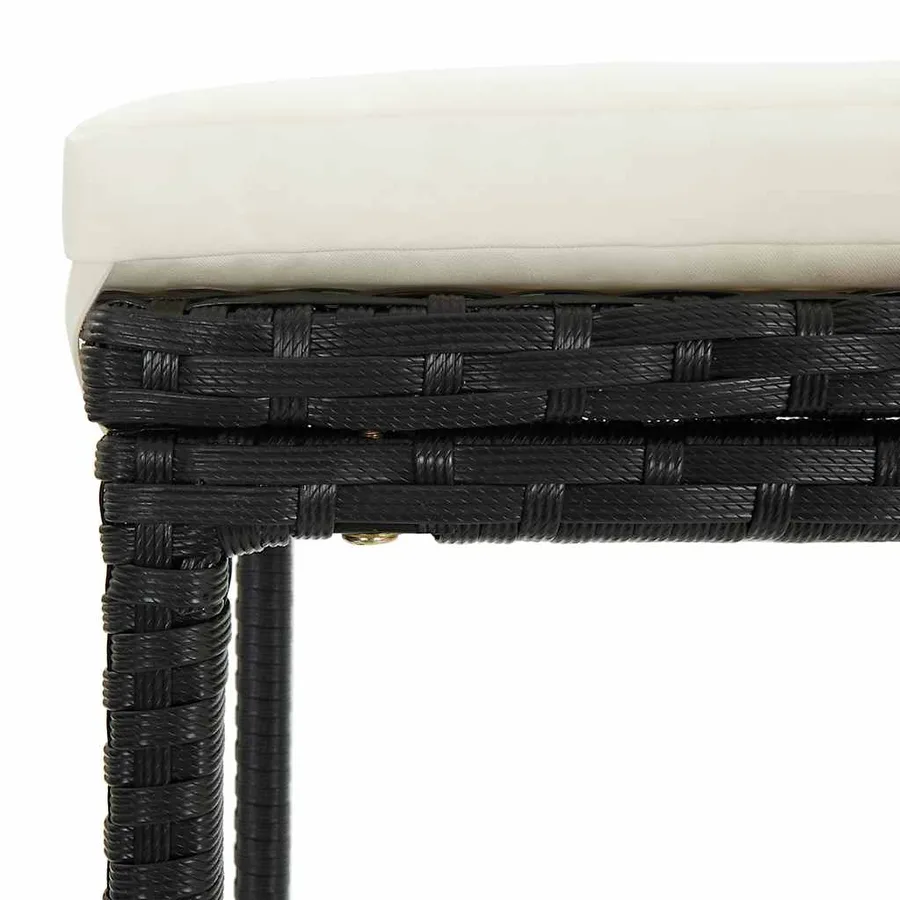 Ensemble de bar de jardin avec coussins 3 pcs Noir - 10