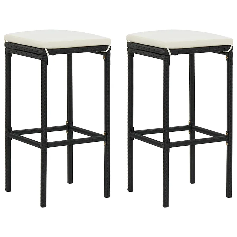 Ensemble de bar de jardin avec coussins 3 pcs Noir - 8