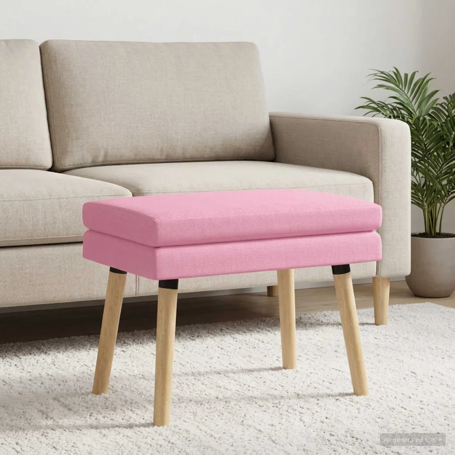 Banc à double couche Rose 60 x 40 x 46 cm Tissu - 3