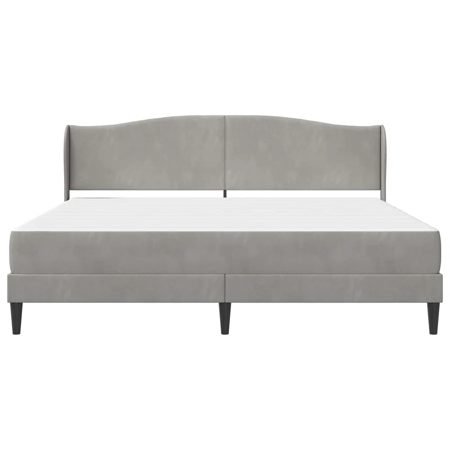 Cadre de lit avec tête de lit Gris clair 200 x 200 cm Velours - 6