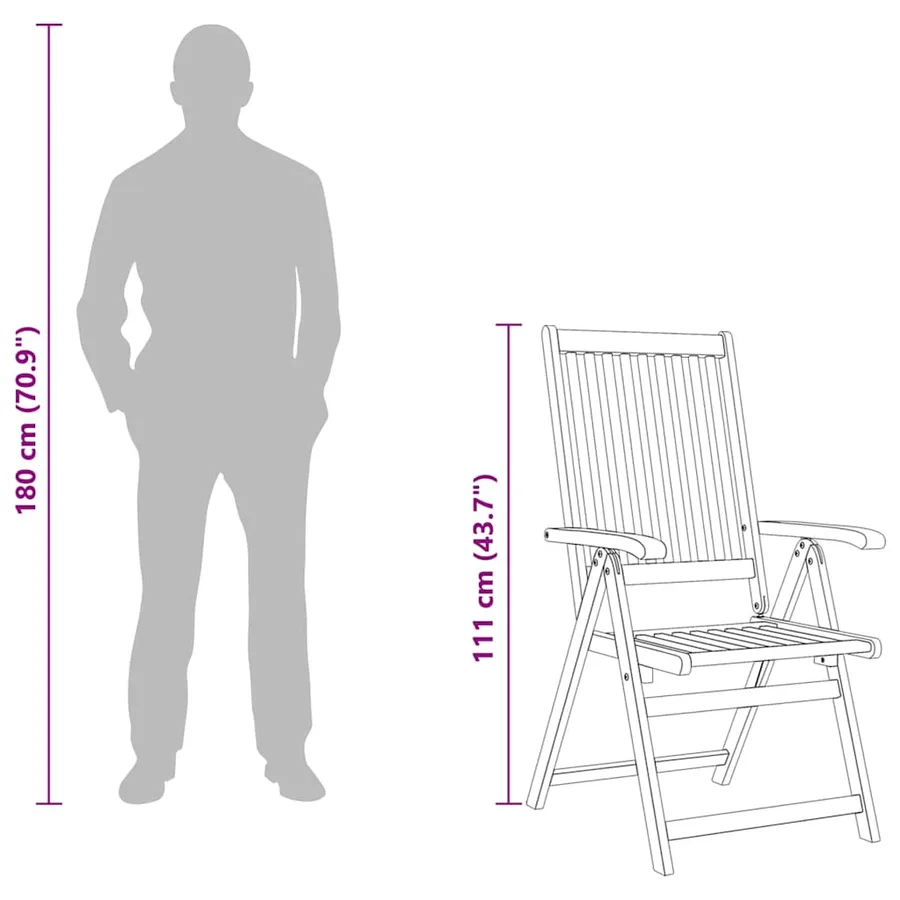Chaises pliables de jardin lot de 3 Bois d'acacia solide - 11