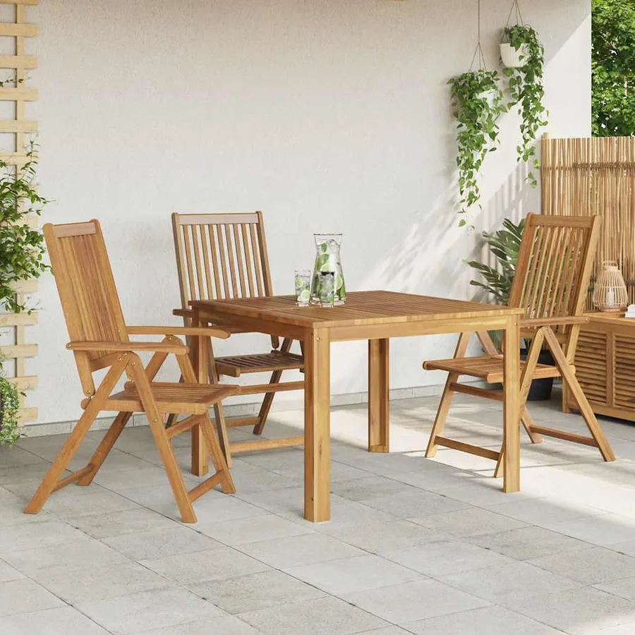 Chaises pliables de jardin lot de 3 Bois d'acacia solide - 2