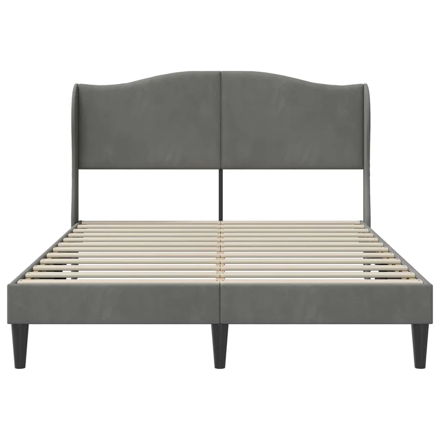 Cadre de lit avec tête de lit Gris foncé 140 x 190 cm Velours - 4