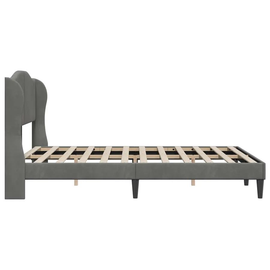 Cadre de lit avec tête de lit Gris foncé 140 x 190 cm Velours - 5