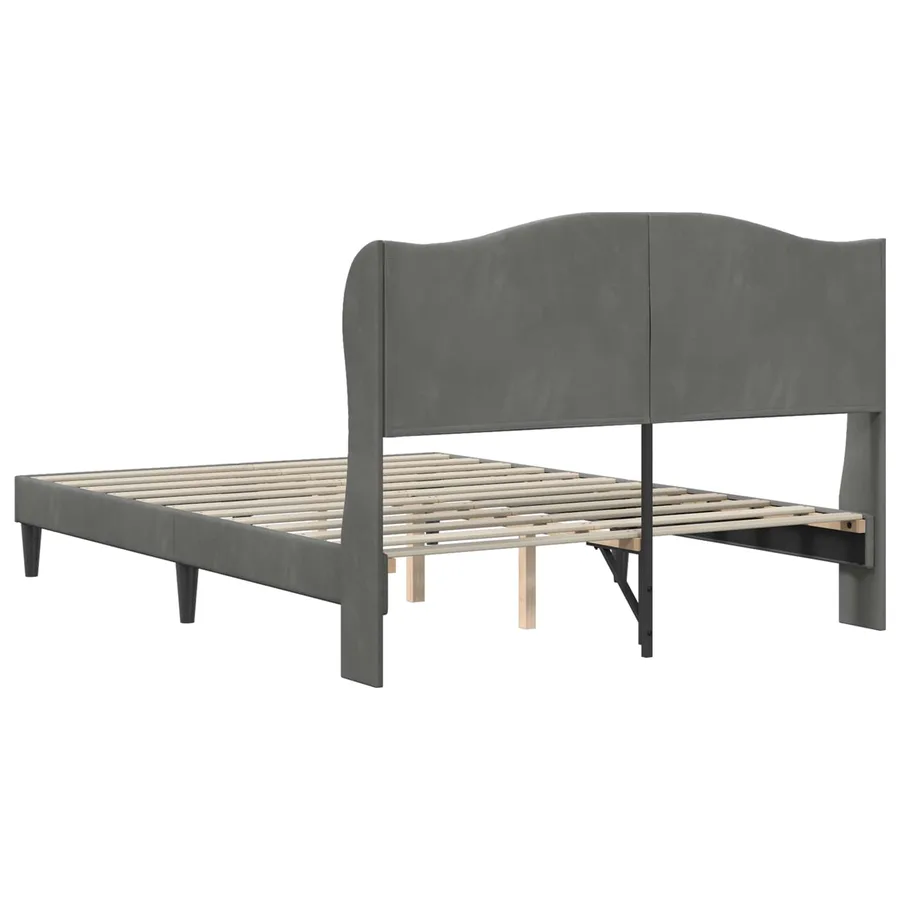 Cadre de lit avec tête de lit Gris foncé 140 x 190 cm Velours - 6