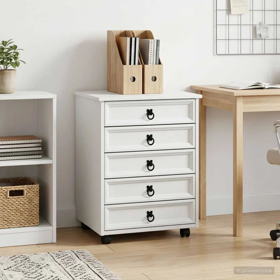 Cabinet Roulant avec Tiroirs CORONA Blanc
