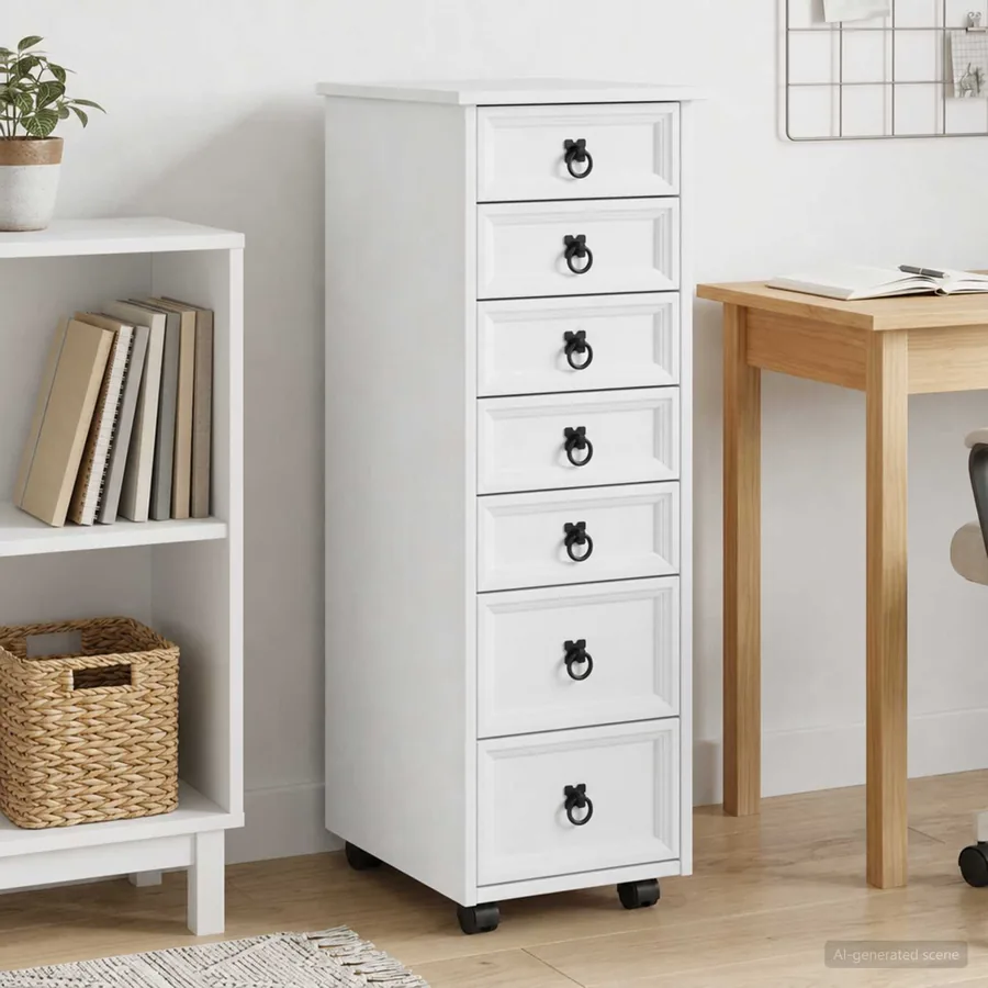 Cabinet Roulant avec Tiroirs CORONA Blanc