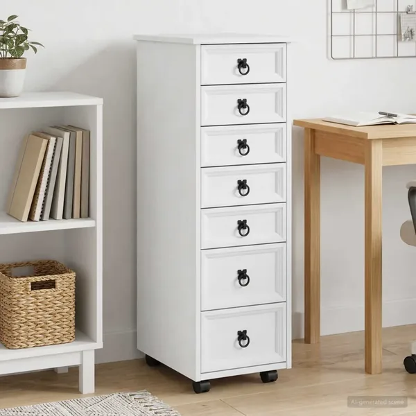 Cabinet Roulant avec Tiroirs CORONA Blanc