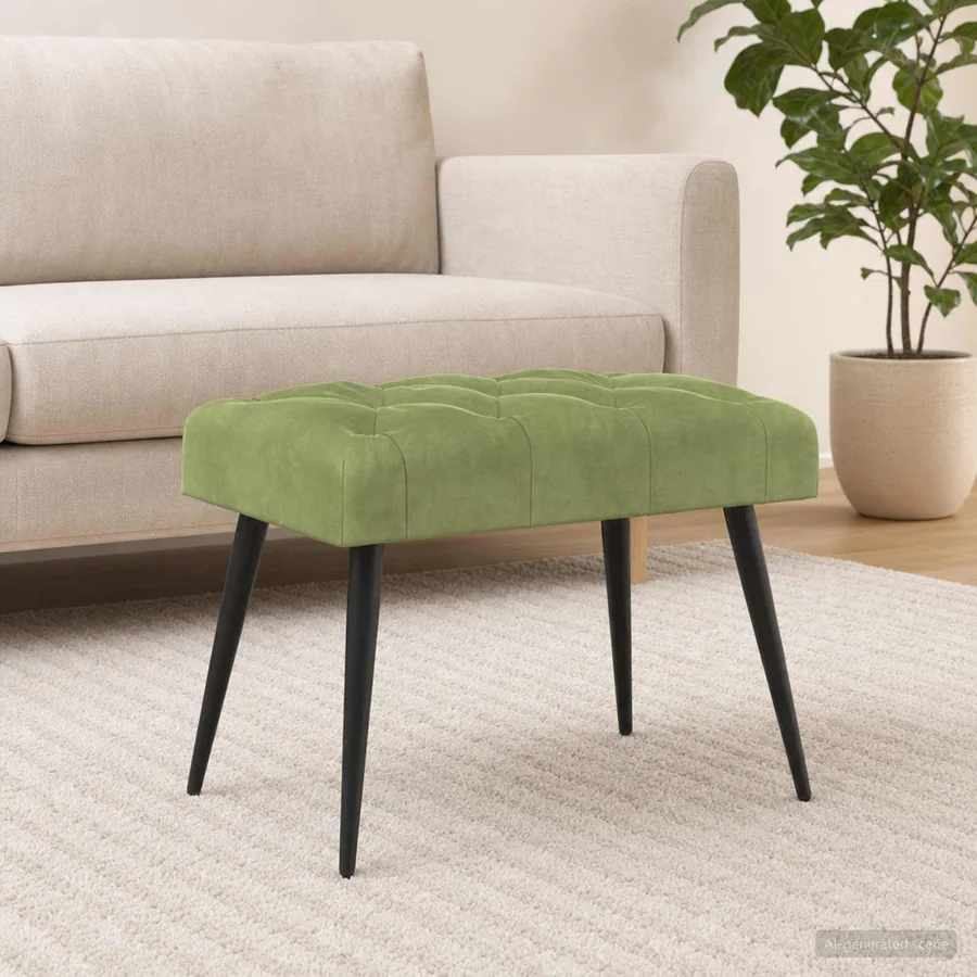 Banc avec capitonnage bouton Vert clair 60 x 40 x 45 cm Velours