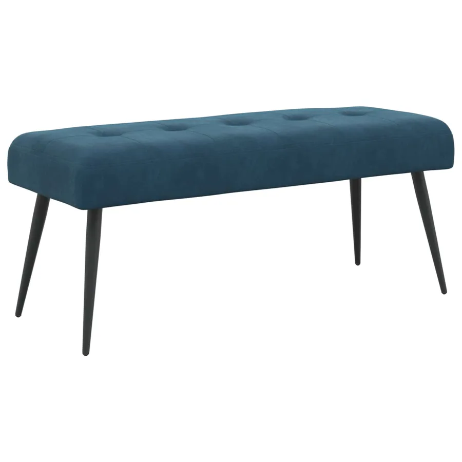 Banc avec capitonnage bouton Bleu 110 x 40 x 46 cm Velours - 2