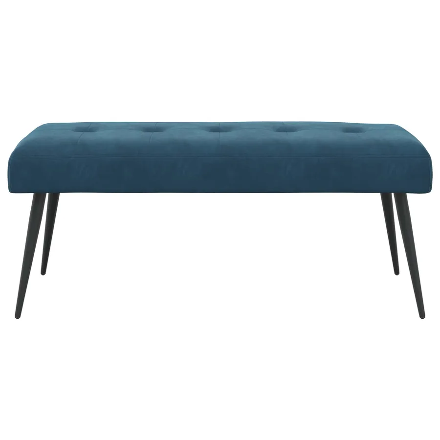 Banc avec capitonnage bouton Bleu 110 x 40 x 46 cm Velours - 5