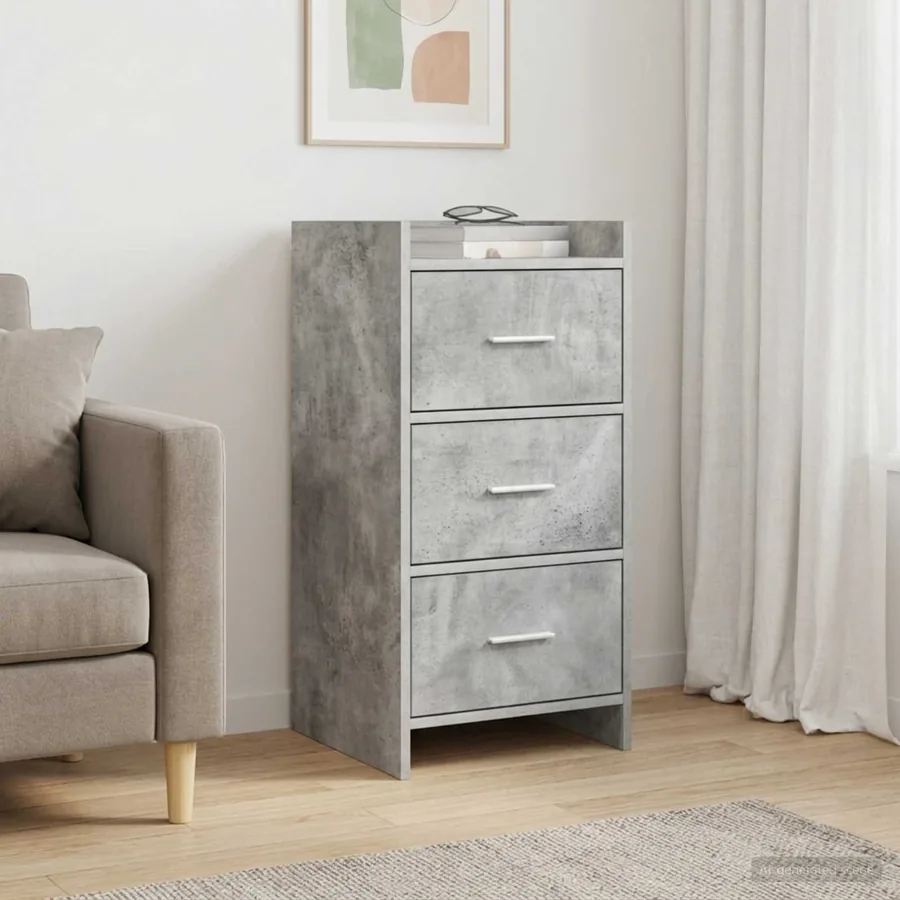 Buffet Gris béton 40 x 36 x 80 cm Bois d'ingénierie